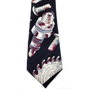 Home Improvement Tim's Giant Sparkplug Tie Black Silver Tim Allen Made in USA
